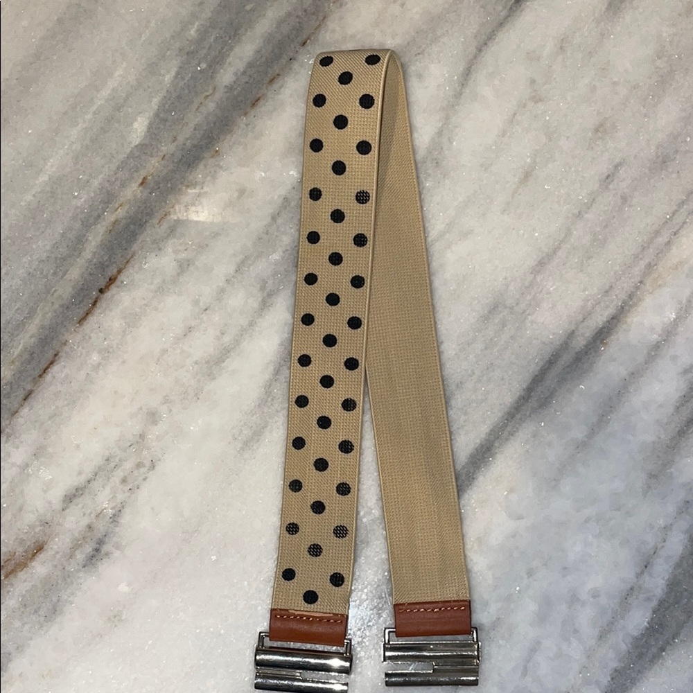 Ann Taylor Loft 24” Tan w Black Polka Dots Stretch Belt